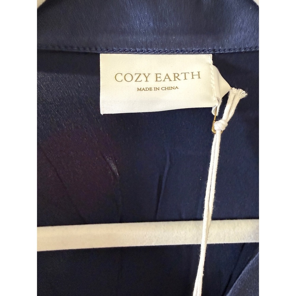 Cozy Earth Serenity 100Silk Classic Long Sleeve Pajama Top Navy XS Luxury NWTS - Picture 6 of 9